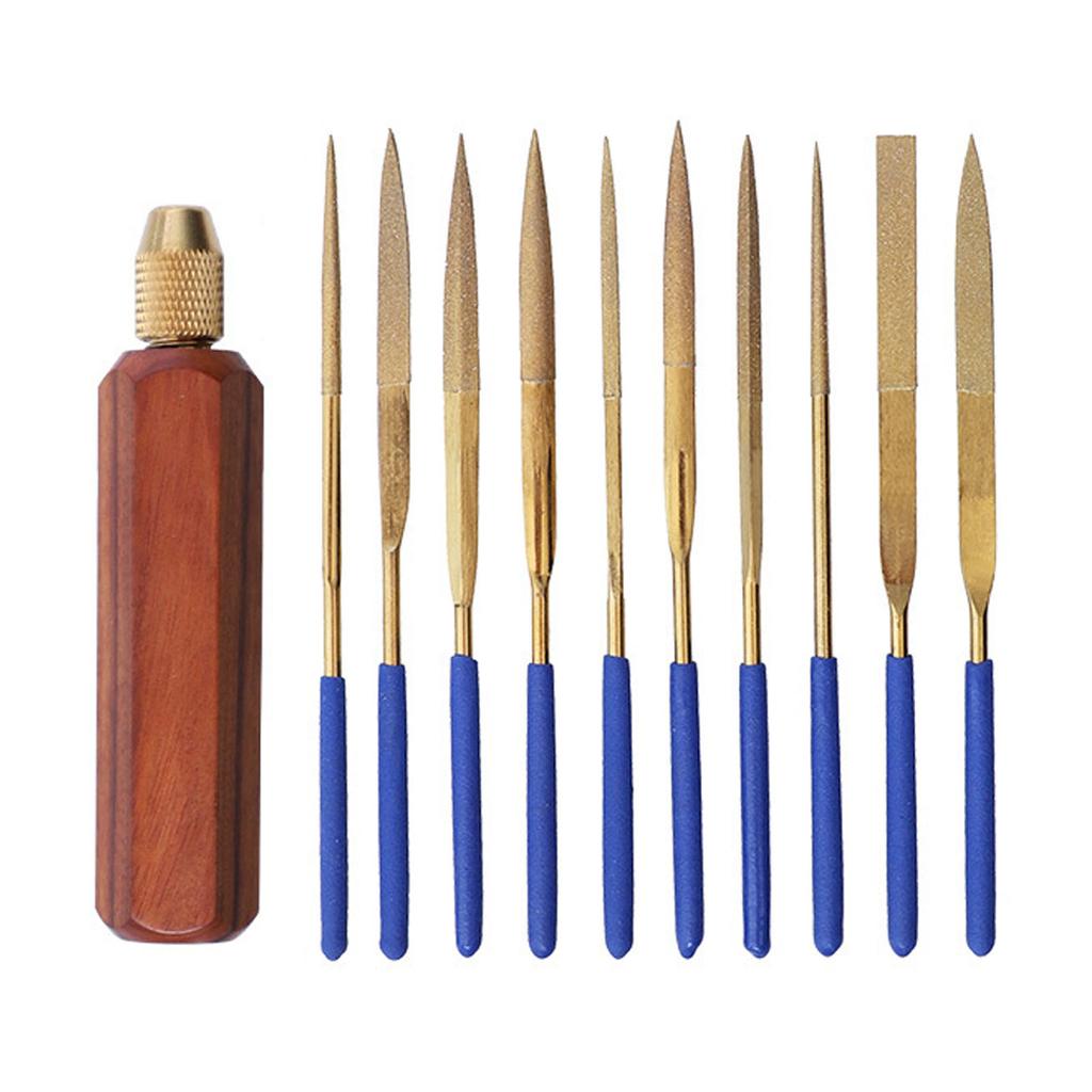 11Pcs Small File Set Alloy Jewelers Files Woodworking Metal Wood Plastic Carving Tool Rosewood Hex
