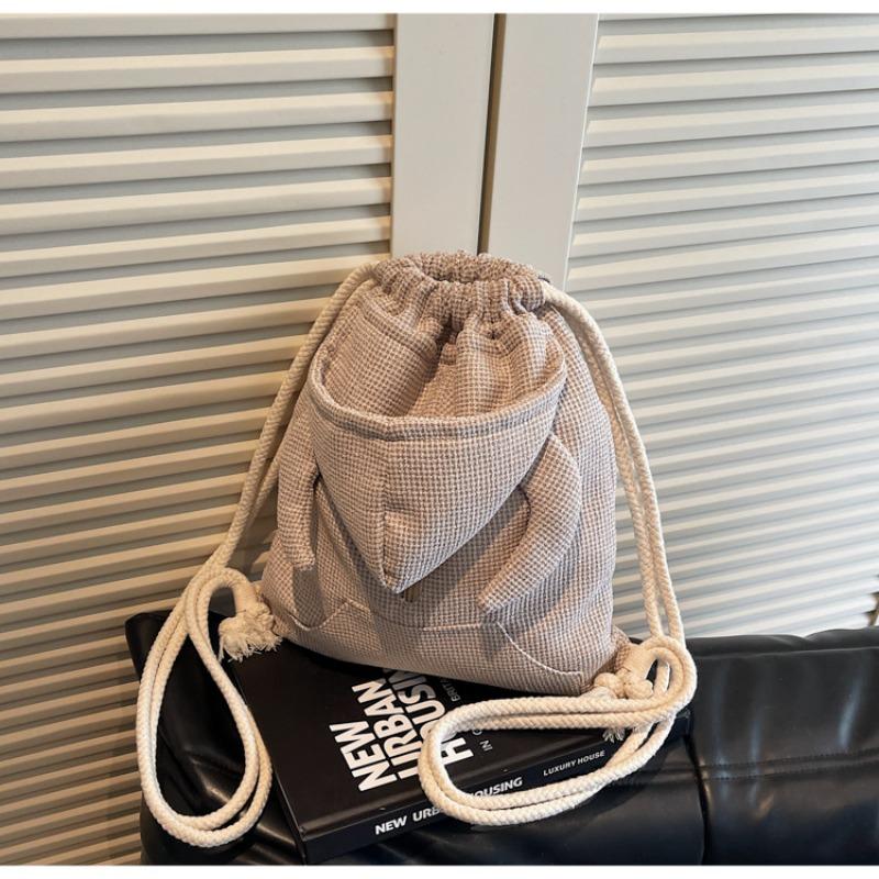 Women's bag casual tide summer fashion large capacity retro drawstring closure single shoulder crossbody bucket bag