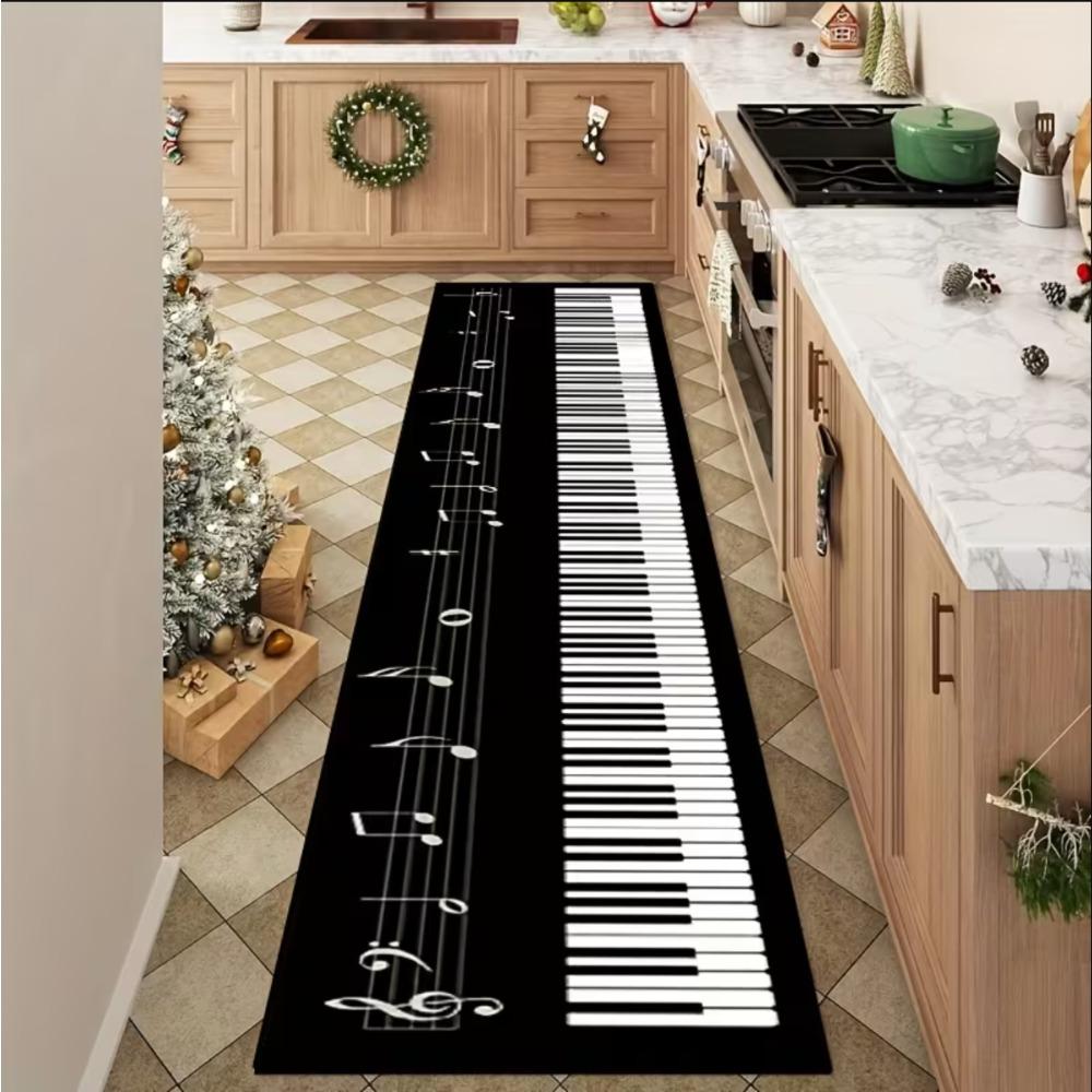 Tappeto Esclusivo a Tema Pianoforte per Appassionati di Musica Antiscivolo Facile da Pulire e Durevole Perfetto per Case, Cucine o Case Vacanza