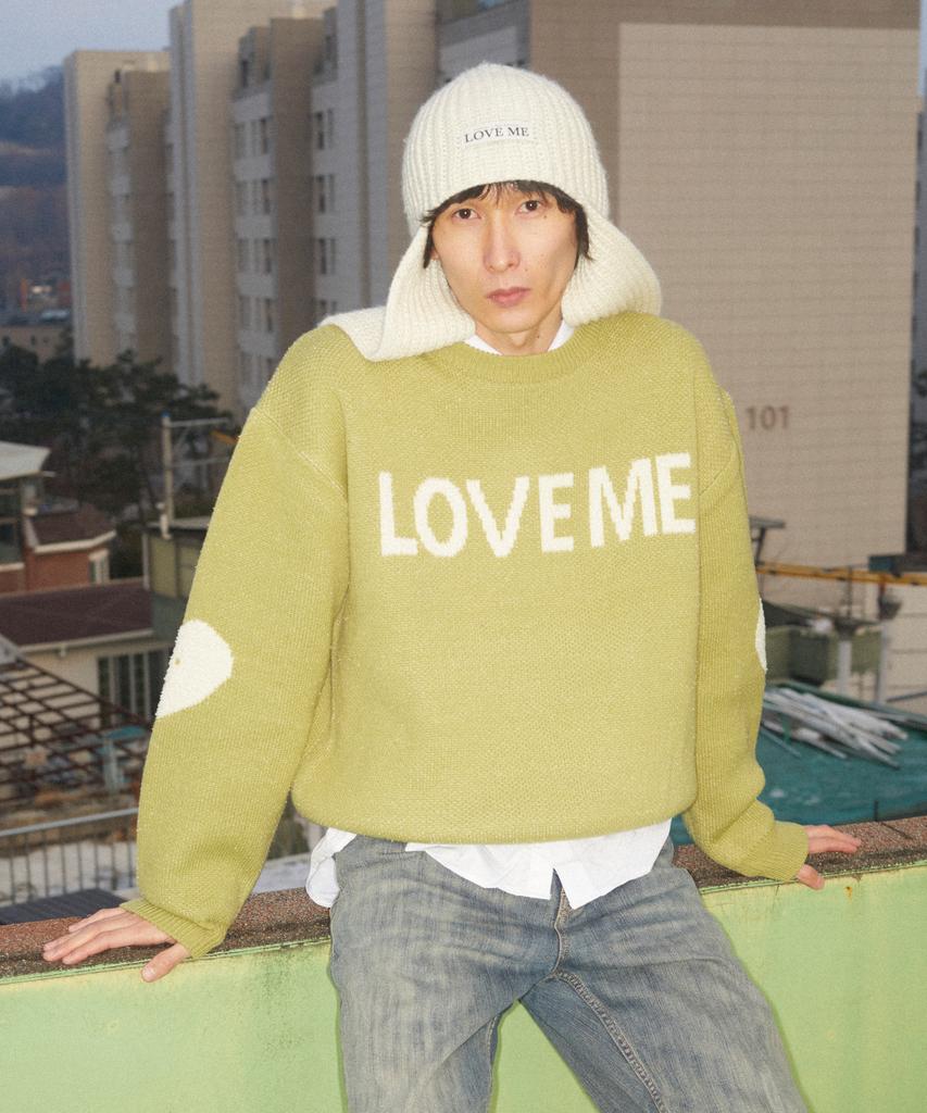 Tomseubeolseudei Love Me Double Heart Knit Avocado