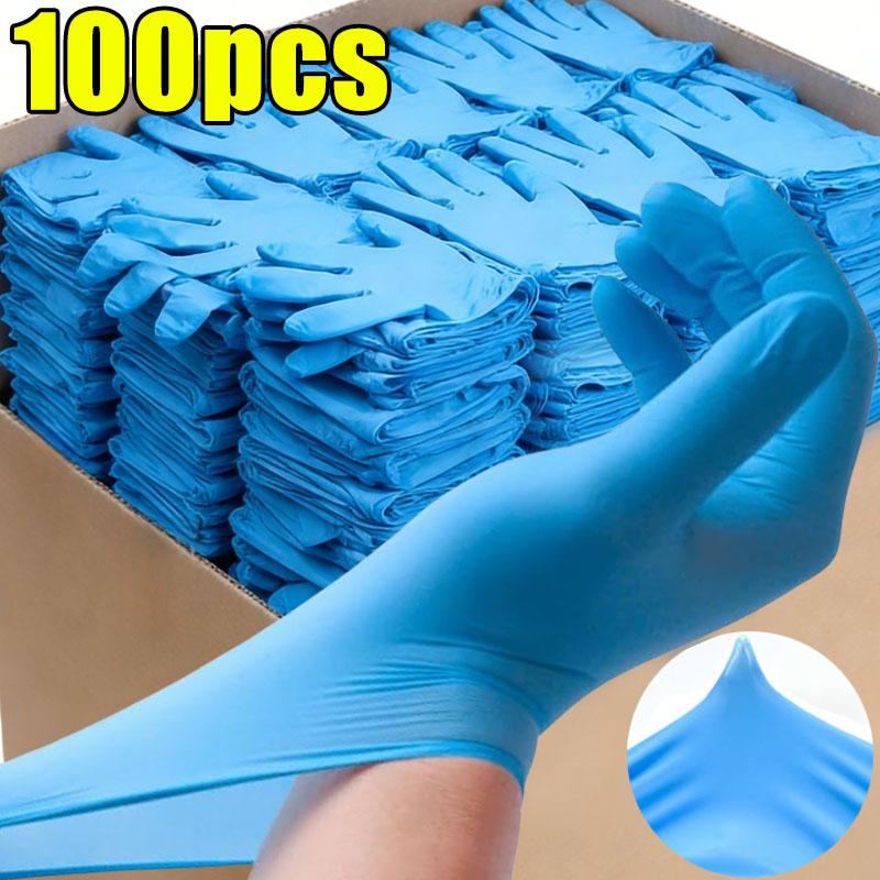 100PCS Blue Nitrile Gloves Disposable Home Cleaning Nitrile Gloves Suitable Waterproof Pet Bathing Stain Resistant Tool