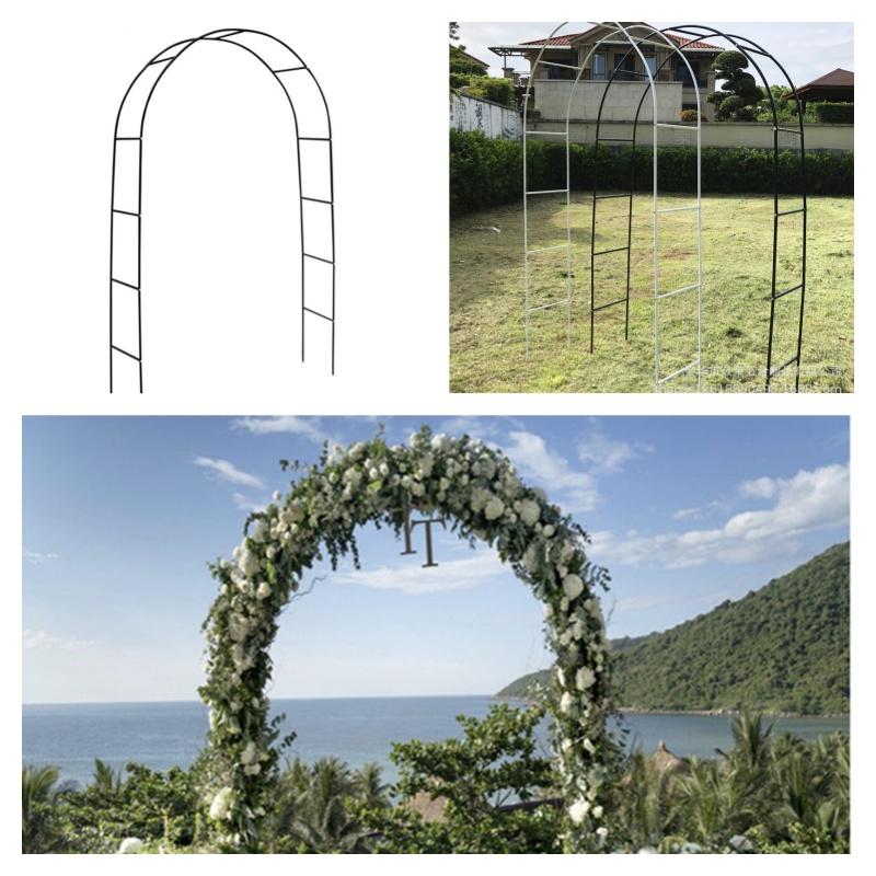 Simple Style Arch Trellis For Climbing Plants Foldable Metal Frame Black/white