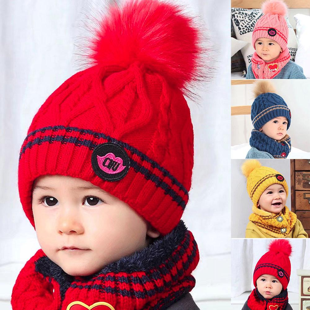 Buy Re Fashion Baby Beanies Kids Pompom Hat Set Girl Winter Hat Baby