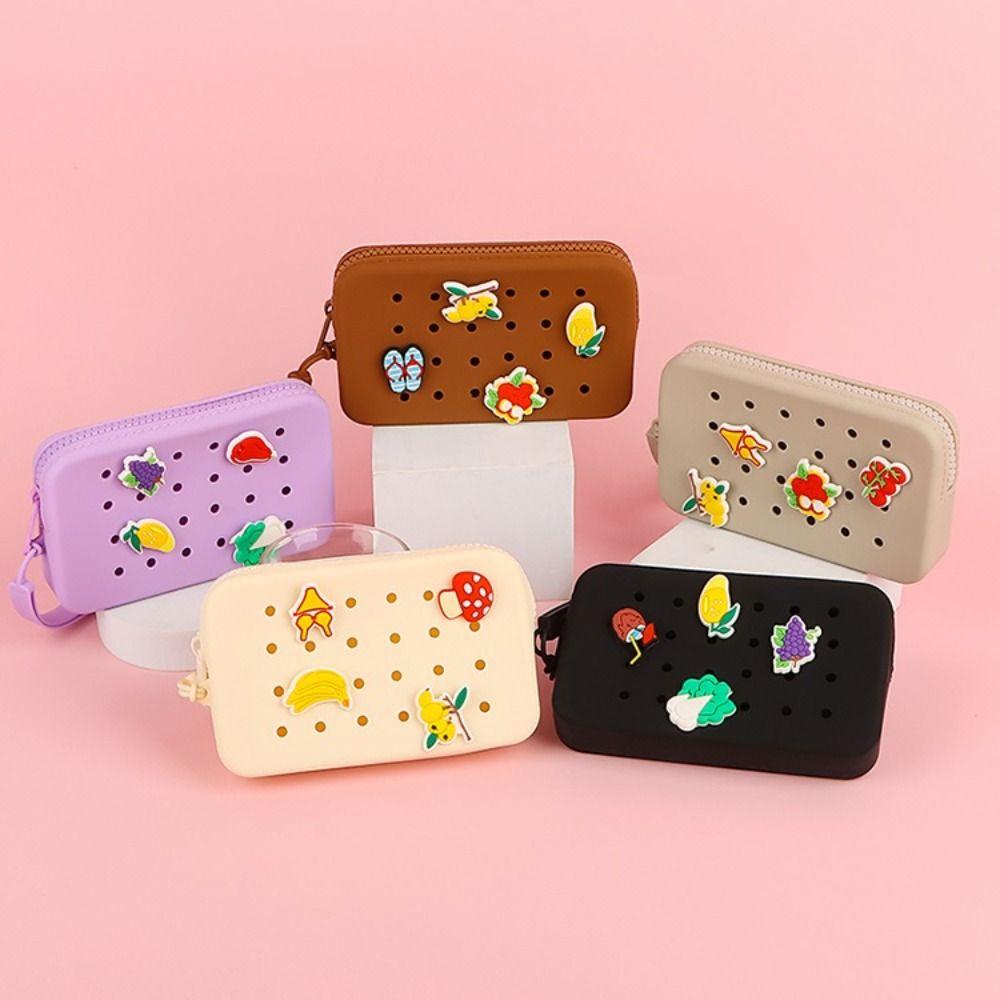 

DIY Card Holder Holes Change Pouch Durable Money Bag чорний