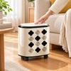 Wheeled Trash Bin with Floral Pattern Lidded Compact Rolling Waste Portable Can