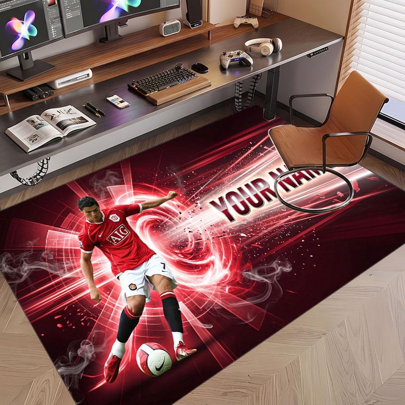 Tappeto Personalizzato Cristiano Ronaldo Modello Stampa Nome Testo Morbido Antiscivolo Tappeto per Pavimento per Decorazione Interna Casa