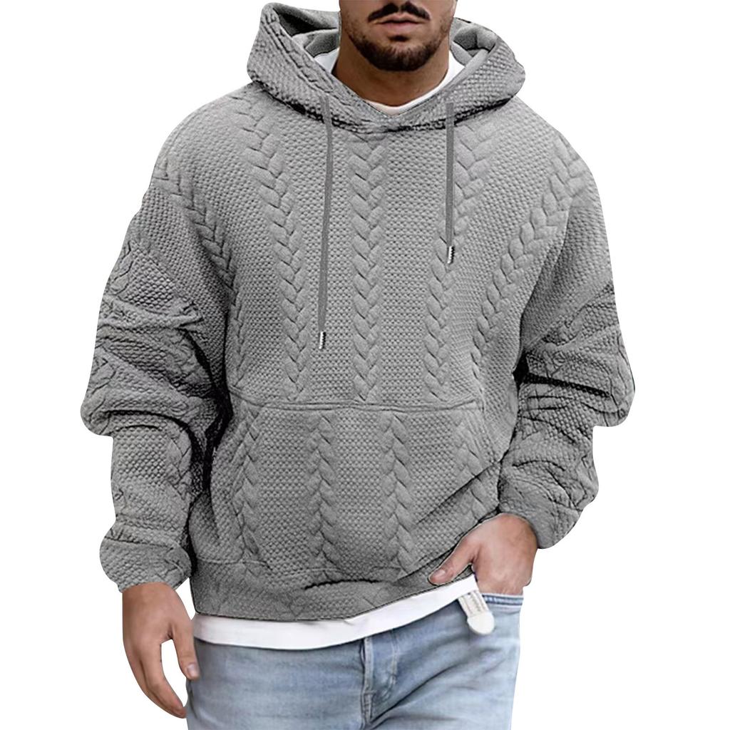 Men's Casual Solid-color Long-sleeved Hooded Pullover Hoodie