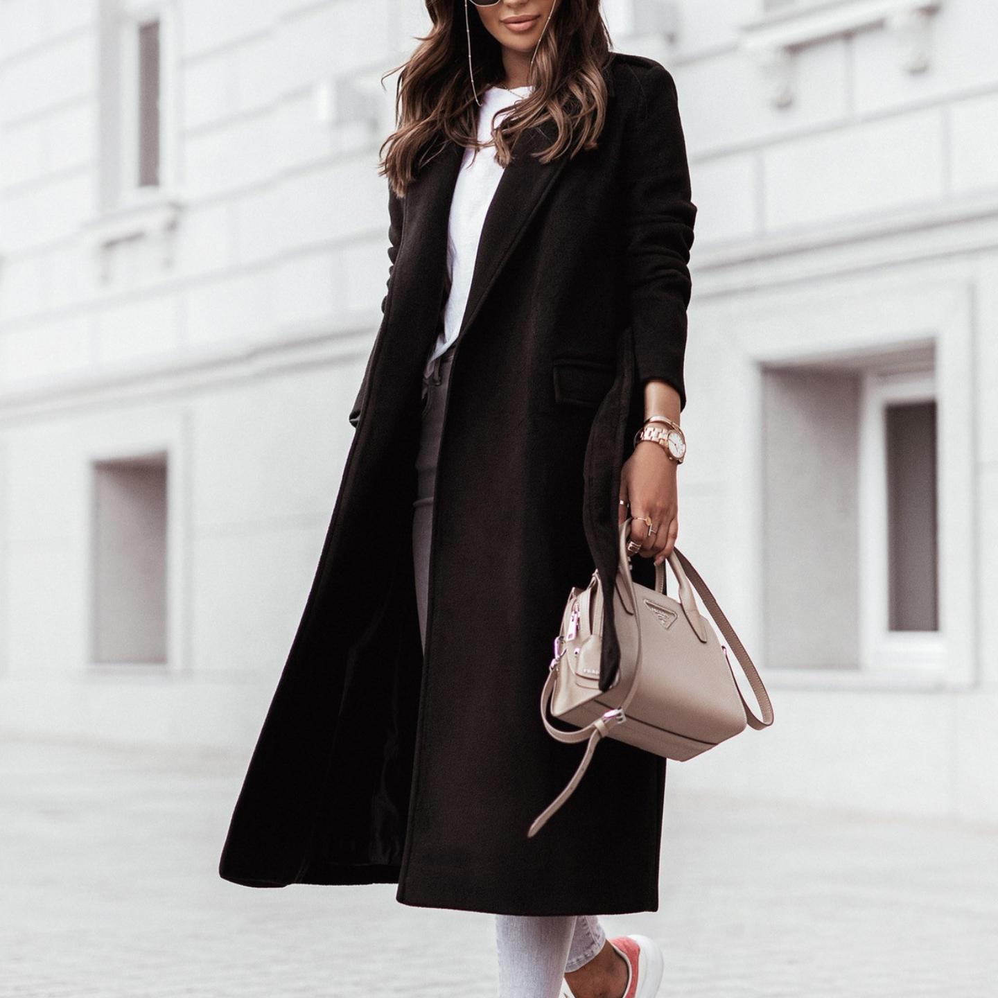 

IHUASU Осень Зима Простой Вязаный Кардиган с V-образным вырезом и Кружевом для Женщин Куртки и Пальто L чёрный