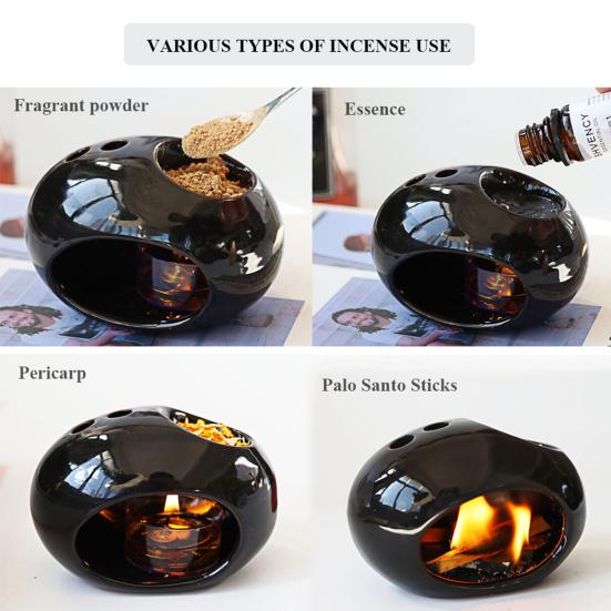 Keramika kadidlo Palo Santo White Držák mudrců Moderní Černá Mini Aromaterapeutická Vonná miska Jóga Meditace Dekorace na plochu Festival Dárek