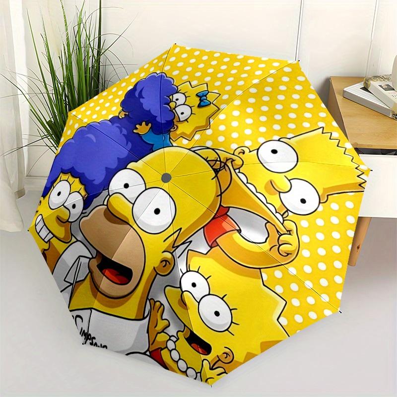 1pc Simpsons Family Automatic Open/close Folding Umbrella, Compact Portable Travel Umbrella, Perfect Gift for FriendsCute Umbrella Yy250812020