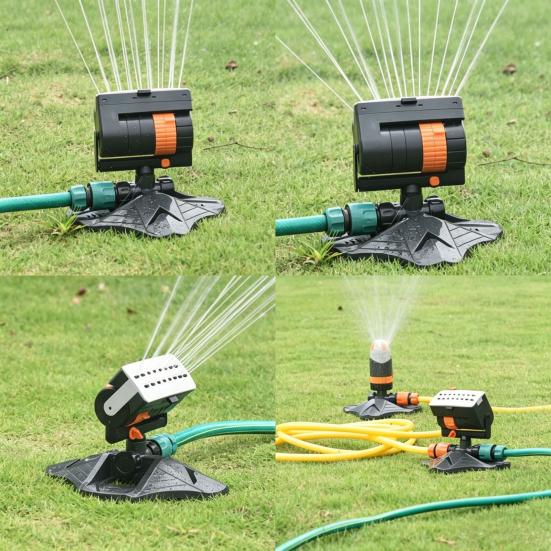 16-Nozzle Oscillating Sprinkler Adjustable Spray Mist Sprinkler 360-Degree Automatic Rocking Sprinkler for Garden Backyard Lawn Irrigation