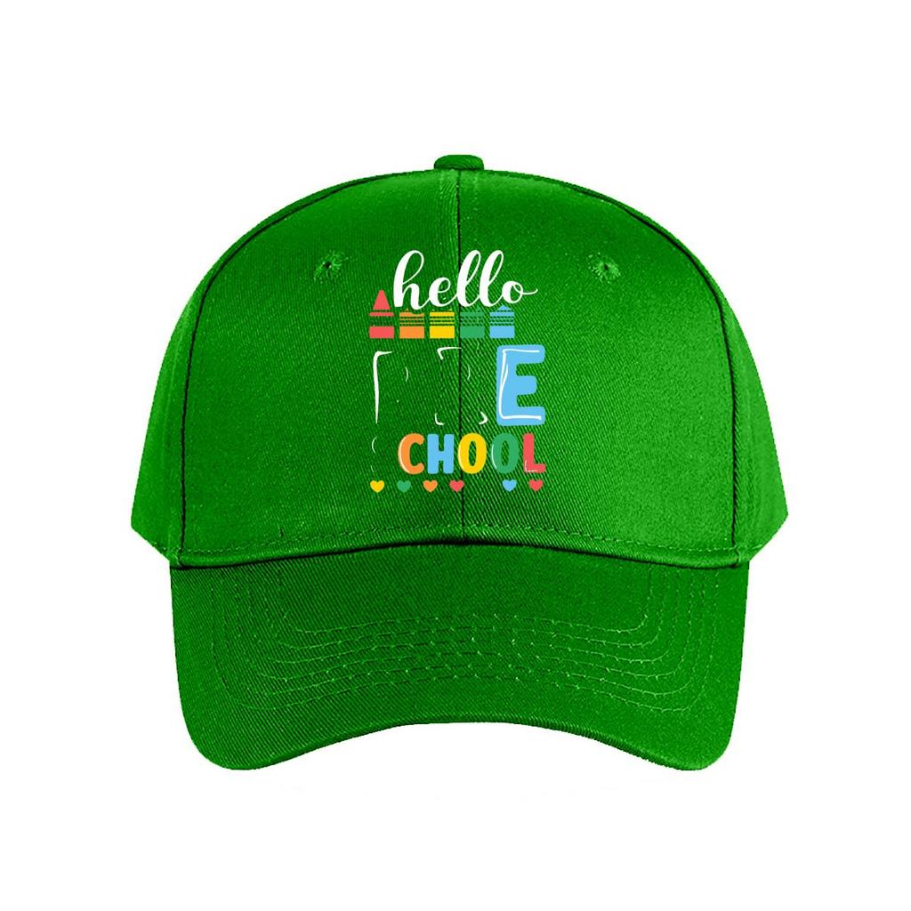 Hello School Crayon Heart Baseball Cap Fashion Unisex Sunhat Womens Outdoor Sports