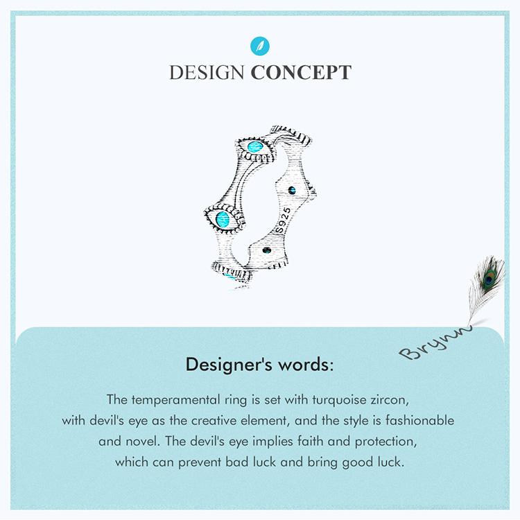 WOSTU Teufelsaugen-Ring aus 925er-Sterlingsilber für Damen, Größe 6–8, modisches Hochzeitsgeschenk, Ewigkeitsbänder, türkisfarbene Anillos