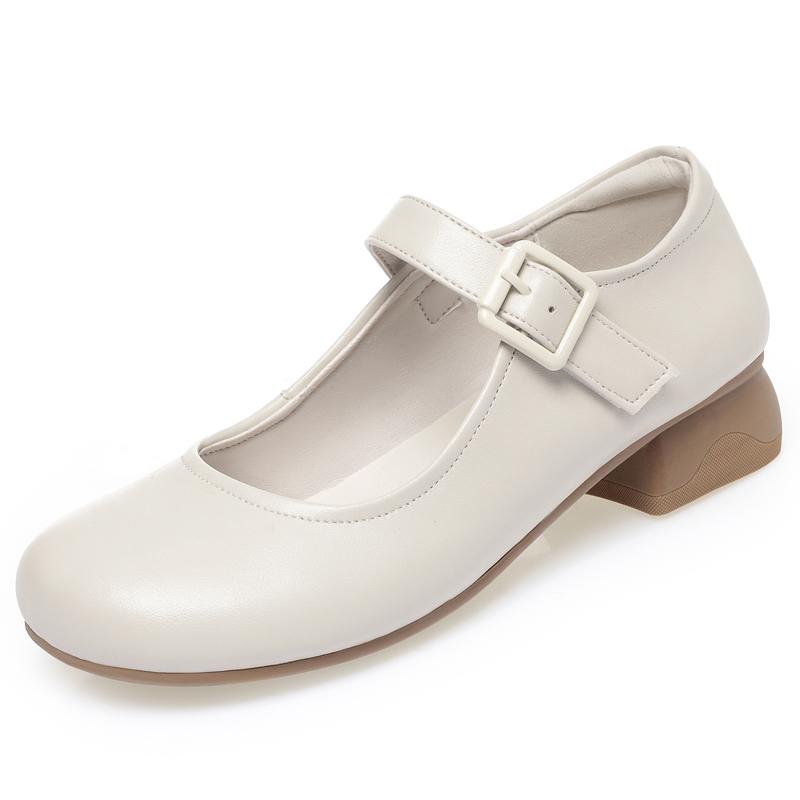 

Fashion AIYUQI 2025 new women s shoes Thick heel non-slip Mary Jane shoes female Large size buckle strap formal work shoes for women 35 бежевый