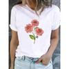 Cute Floral Print T-shirt Ladies Fashion Short-sleeved Clothing Casual Loose Top