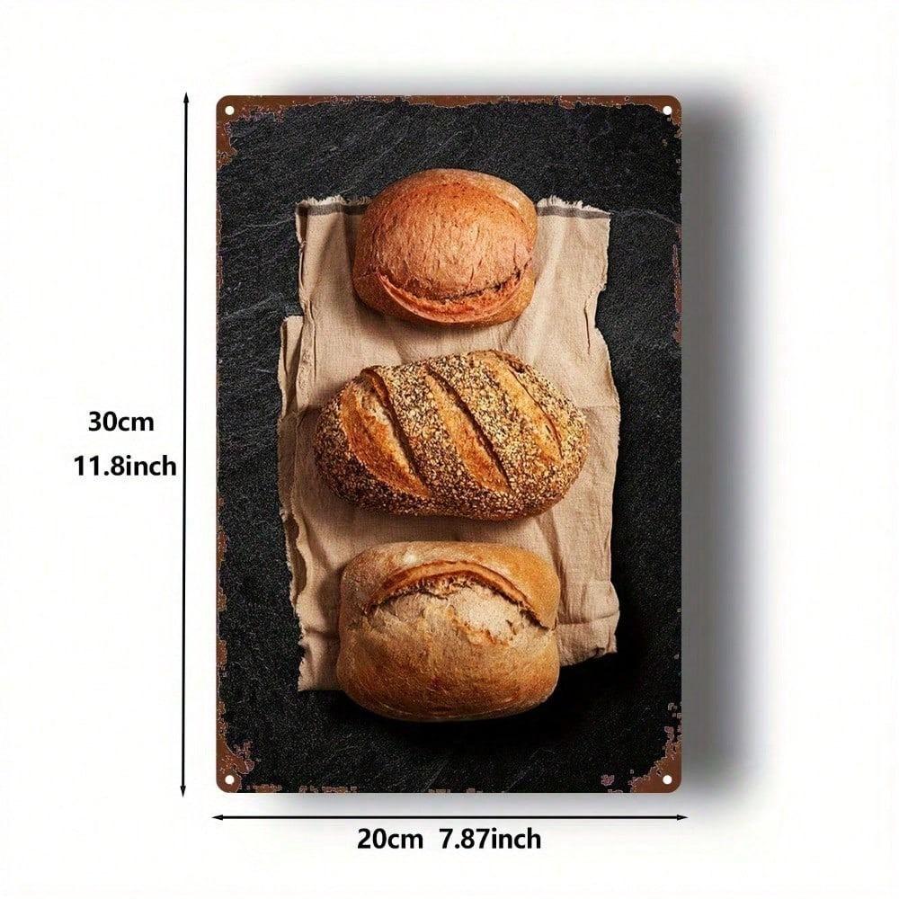Rustic Bread Bakery Sign, Vintage Metal Wall Art Plaque 8x12