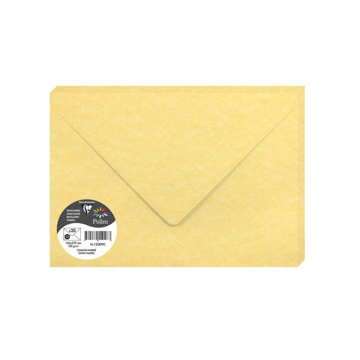 Enveloppe - CLAIREFONTAINE - Pollen - 120 g/m² - 16,2x22,9 cm - Sans acide, certifié FSC