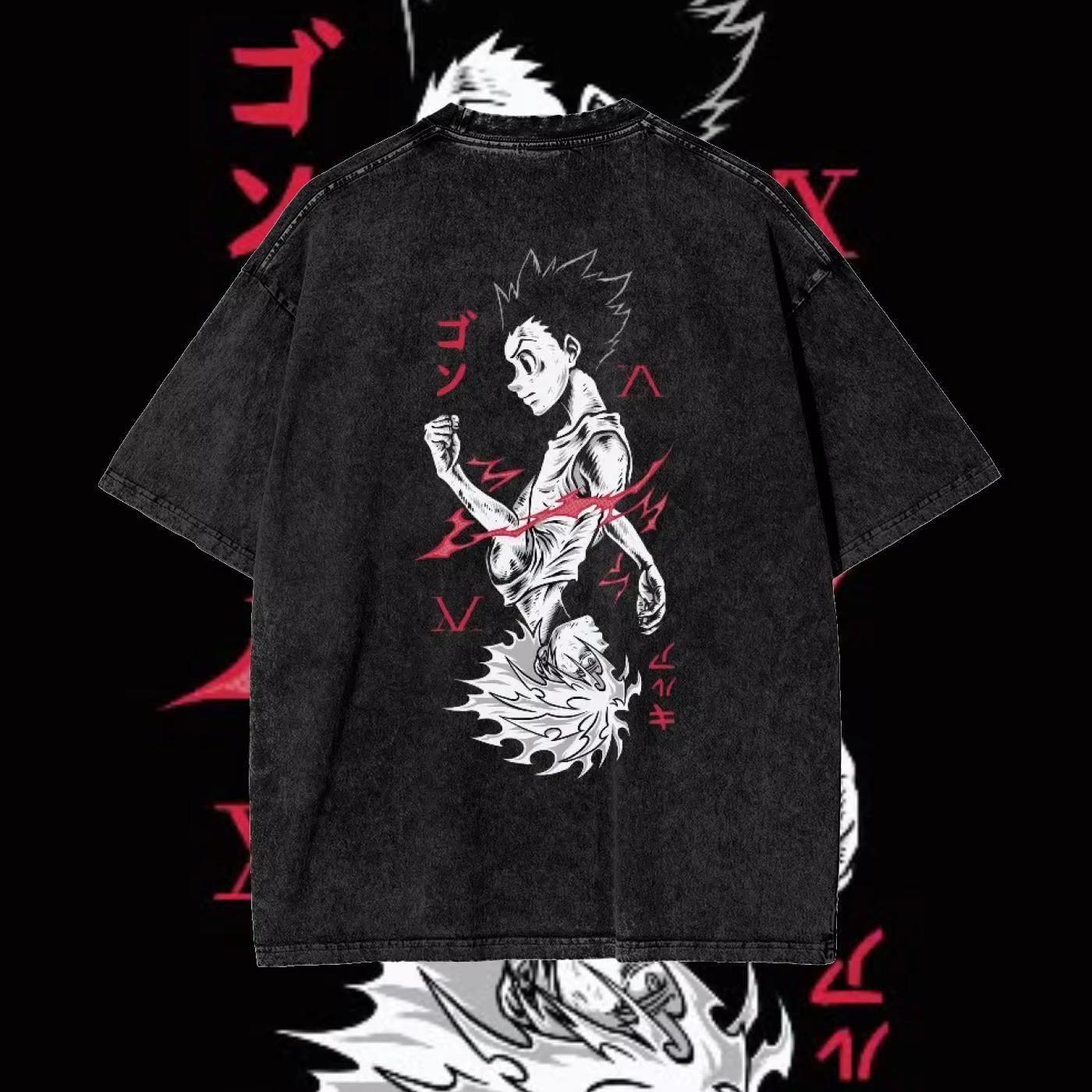 

Hunter X Hunter T-shirt Men Gon Freecss Phantom Troupe Killua Zoldyck Men s T-shirt Summer Vintage Snow Washed S