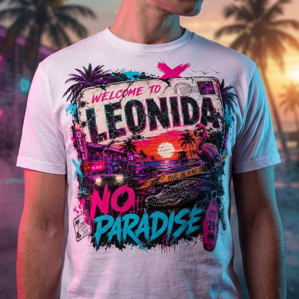 GTA 6 Shirt, Welcome To Leonida Tee, Vice City Neon Noir Graphic, Gamer Gift