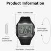 Men's Big Square Dial Digital Sport Watch Multifunction with Alarm Chronograph Week Resistant Repeater