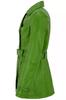 Lambskin Genuine Leather Casual Soft Fit Women Trench Coat Stylish Green Handmade