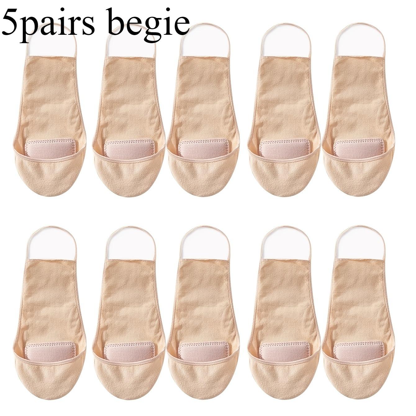 

5 Pairs Women Invisible Boat Socks, summer thin shallow mouth design. Anti-slip half sole, heel drop-proof, comfortable socks One Size