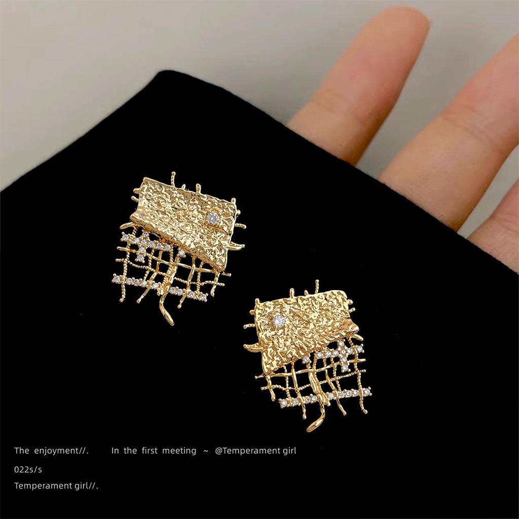 ins design micro-inlaid zircon color retention electroplating needle new creative earrings earrings