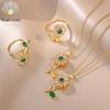 Emerald Sunflower Zircon Necklace: Women's Luxury Rotatable Ring Design