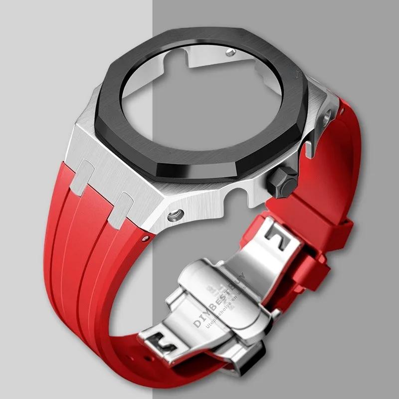 Ny Gen5 Casioak-fodral i rostfritt stål för G-Shock GA2100 Mod-kit Modifieringssats Metallram gummiband för GA2110 GAB2100