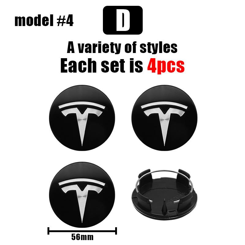 4Pcs Black Silver 56mm Car Wheel Center Caps Hub Cover For Tesla Model 3/Y/S/X Tesla Logo Hub Caps Wheel Hub Covers Accessories