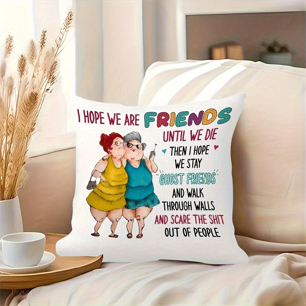 1Pc Contemporary "Friend" Sofa Living Room Bedroom Bed Holiday Decorative Cushion Cover, 18X 18 Inches Without Pillow Core