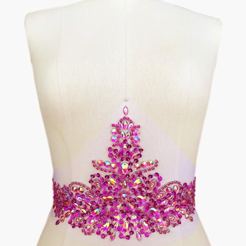 New Exquisite Pure Handmade Bright Crystal Patches Sew-on Rhinestones Applique with Stones Sequins Beads for Wedding Dress DIY Manual Accessories