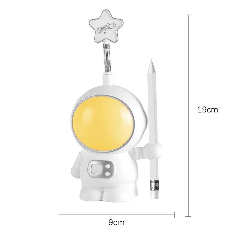 Creative Astronaut Flexible LED Study Desk Lamp with Phone Holder Bedside Color Adjust Table Lamp for Kids Student Room