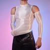 Sexy Men Glossy Shiny T-Shirt Smooth Breathable Top High Elastic Transparent See-Through Nightclub Skinny Tops