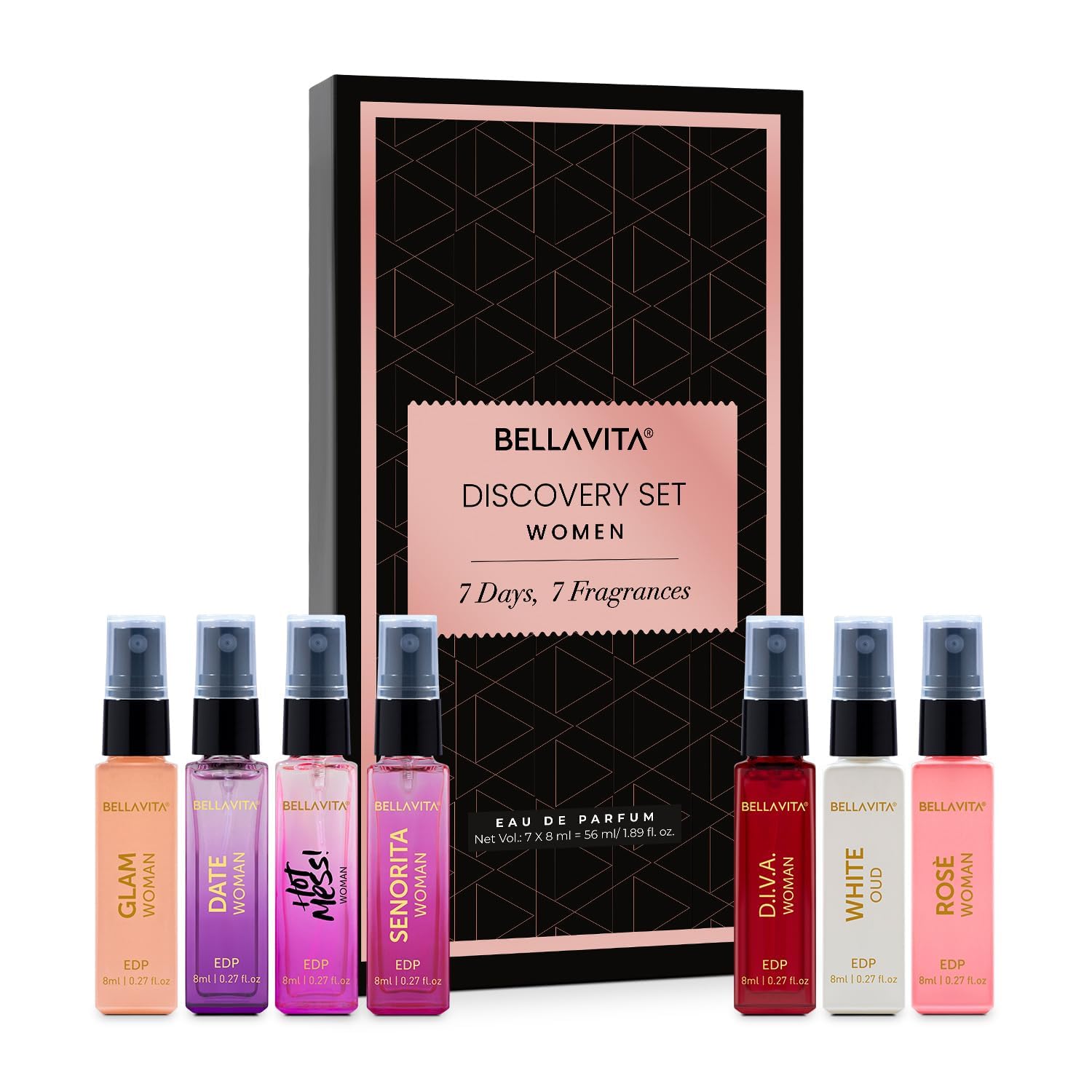 Bella Vita Luxus Entdeckungs-Parfümset für Damen 7x8ml Test Eau De Parfum Floral Frisch Fruchtig