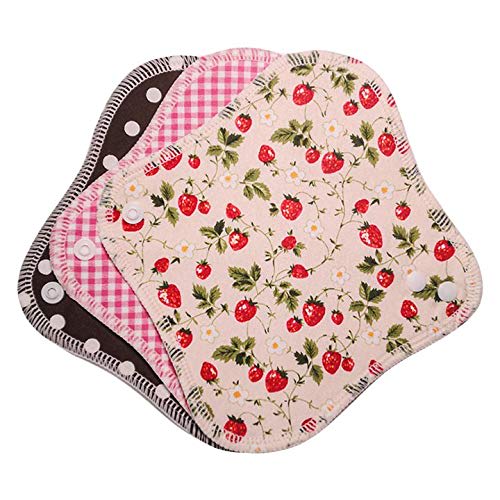 Sweet Cotton Cloth Sanitary Napkins, Flannel Liner Set of 3, 100% Cotton Panty Liners, Made in Japan (Strawberry Chocolate)