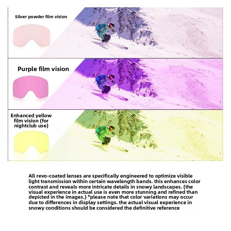Comprehensive REVO True Film Ski Glasses Double-layer Anti-fog and Anti-snow Blindness Goggles Snow Goggles Card Myopia/HX16