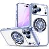 KEYSION Plating Transparent TPU Magnetic Case for MagSafe for iPhone 16 17 Pro Max 17 Air PC Ring Stand Lens Protect Phone Cover