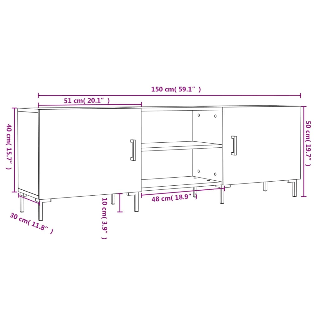 TV Cabinet Smoked Oak 150 x 30 x 50 cm Wood Based Panel