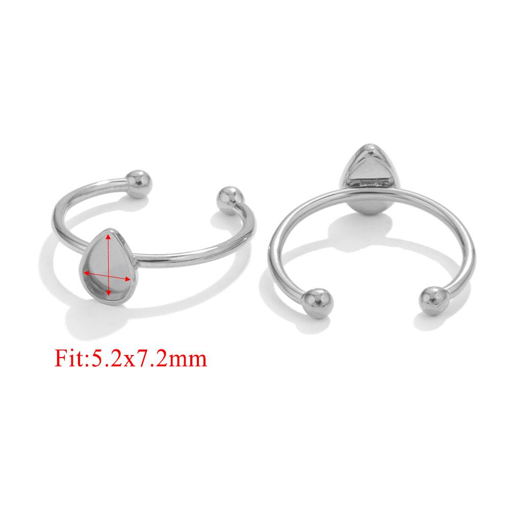 10 Stück Verstellbare Edelstahl Offene Ringfassungen Leere Basis Fassung Cabochon Ringe Für Schmuckherstellung DIY Fingerring Leere