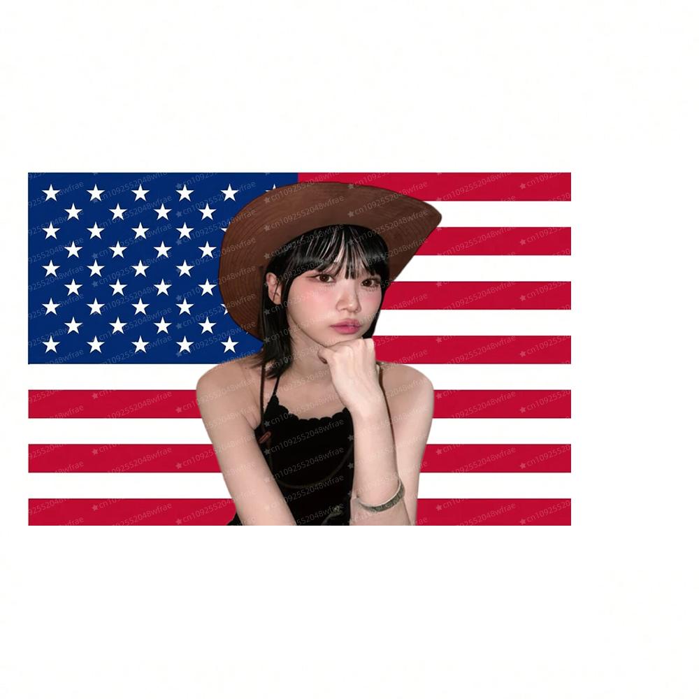 KKim CChaewonS Funny American Flag Tapestry College Dormitory Decoration Bedroom Party Banner Indoor and Outdoor Murals