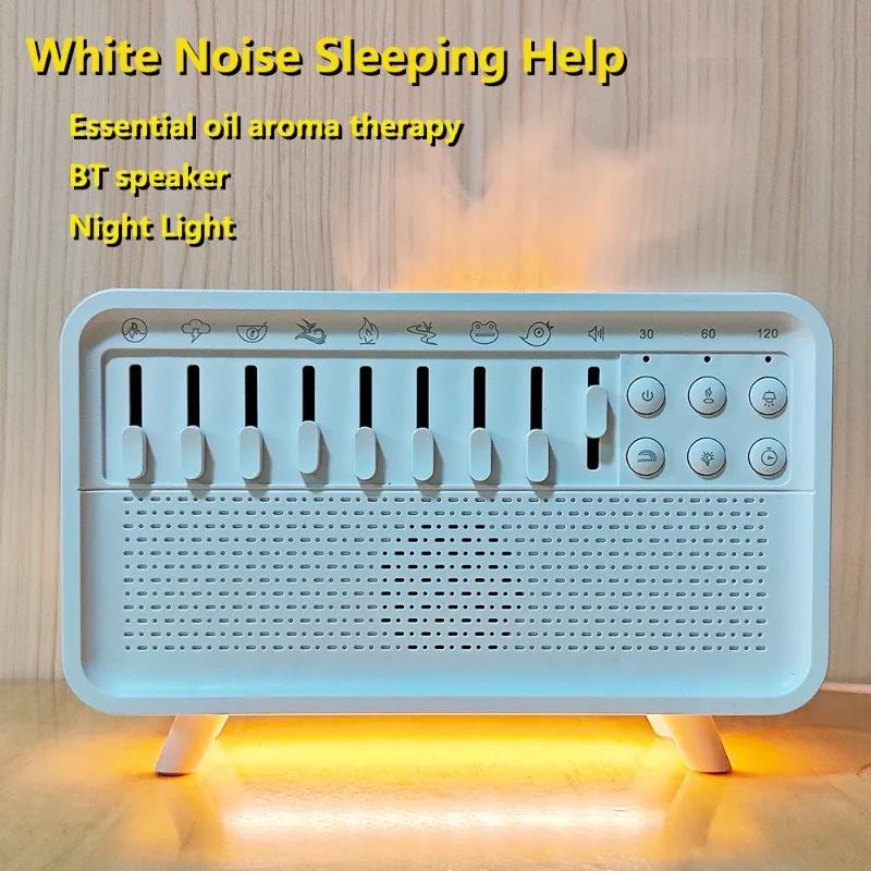 3 i 1 Bluetooth-högtalare Vitt brus Sömn Nattlampa Luftfuktare Allt-i-ett-maskin Fri kombination av 8 grupper Naturljud