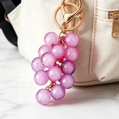 Keychain Pendant Transparent Grape Shape Acrylic Key Chain with with Lobster Clasp Easy To Hang Key Holder Backpack Car Accessory