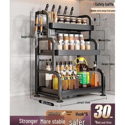 HANDUNYOU 3-Tier Kitchen Spice Rack with Utensil Holders