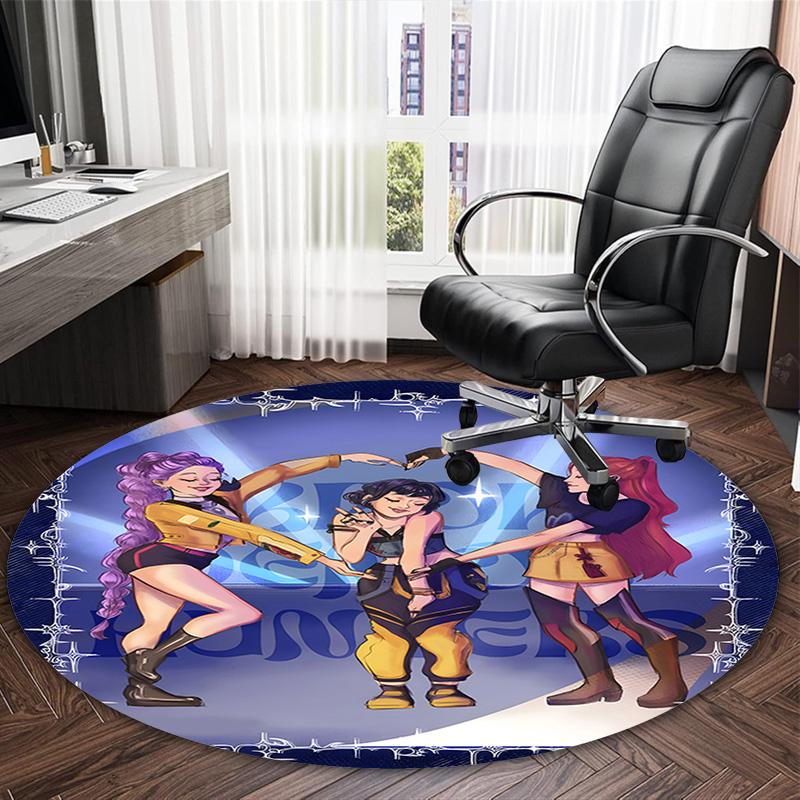 1pc KPop Demon Hunters15 Print Round Carpet Chair Round Carpet Suitable for Bedroom Living Room Home Decorative Carpet
