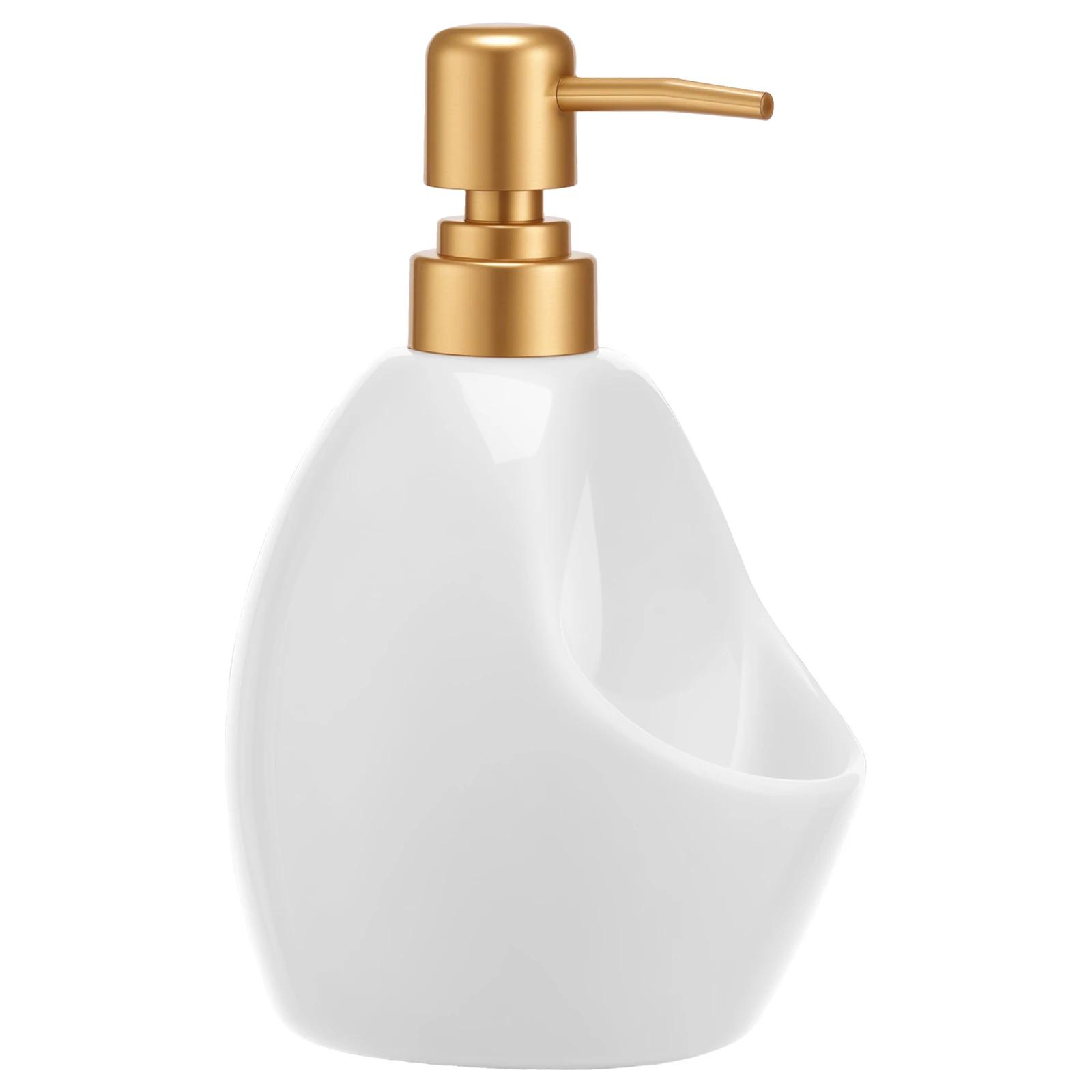 

Ceramic Soap Dispenser with Sponge Holder Easy to Clean Press Pump Hand Foam Dispenser Pressing Soap Pump Bottle for Home білий