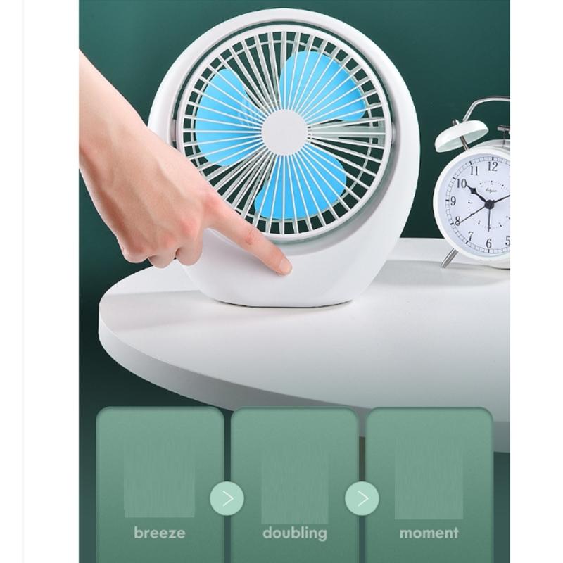 USB Fan Quiet Operation 3Speeds Quiet Operation USB Rechargeable for Home and Office Powerful Cooling