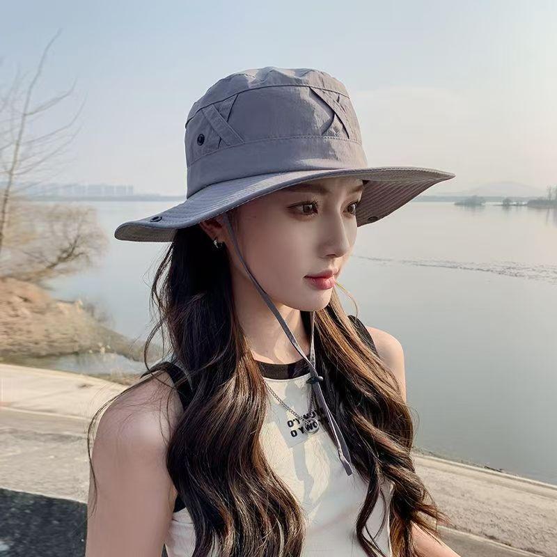 Fishing visor big edge sun protection hat men's summer mesh outdoor women's mountaineering UV protection bucket hat