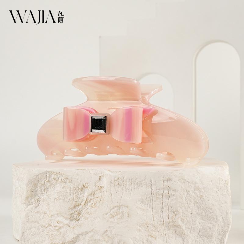 WJia French Luxury Rhinestone Bowknot Acetate Claw Clip