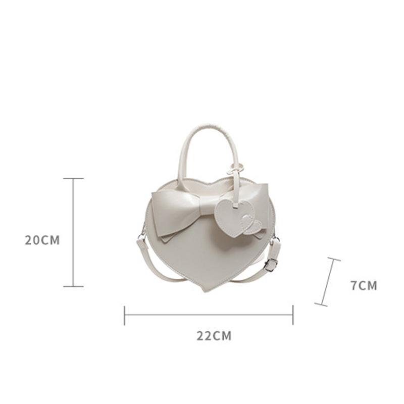 Trendy Love Shaped Small Handbag Butterfly Knot Single Shoulder Bags Fashion Versatile Heart Pendant Crossbody Bag